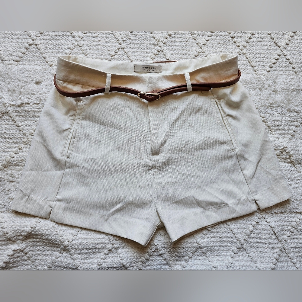 Two Pairs Elegant  Women's Shorts with Belt Active USA Size Small